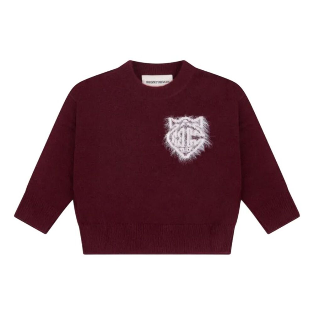 Couture Club Childrens/Kids Monogram Fluffy Sweatshirt / Burgundy
